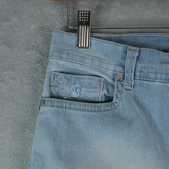Gloria Vanderbilt Capri Jeans Womens 6P Blue Demin Amanda Light Wash Rhinestones - Picture 6 of 11